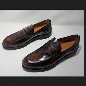 Bally Mody/04 Brown Honey Brushed Leather Penny Loafers US12/EU11/FR45